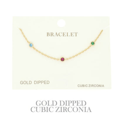 Gold-plated Cz Station Chain Bracelet