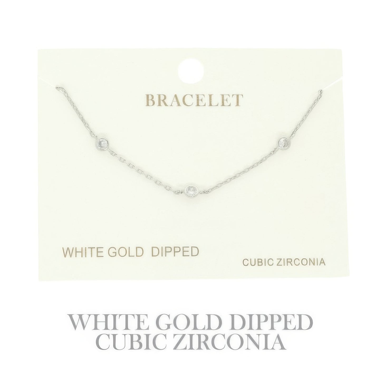 Gold-plated Cz Station Chain Bracelet