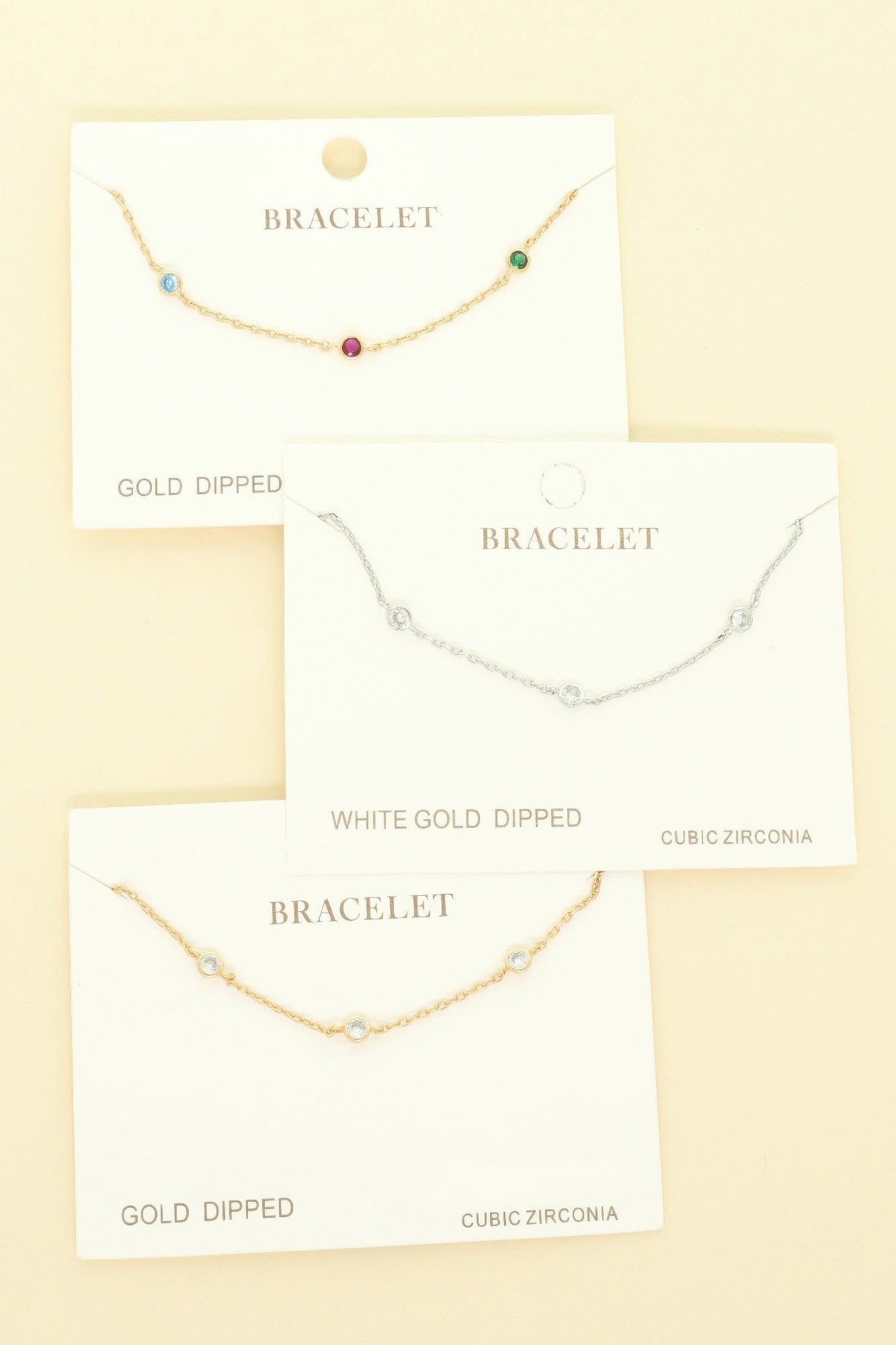 Gold-plated Cz Station Chain Bracelet