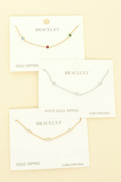 Gold-plated Cz Station Chain Bracelet