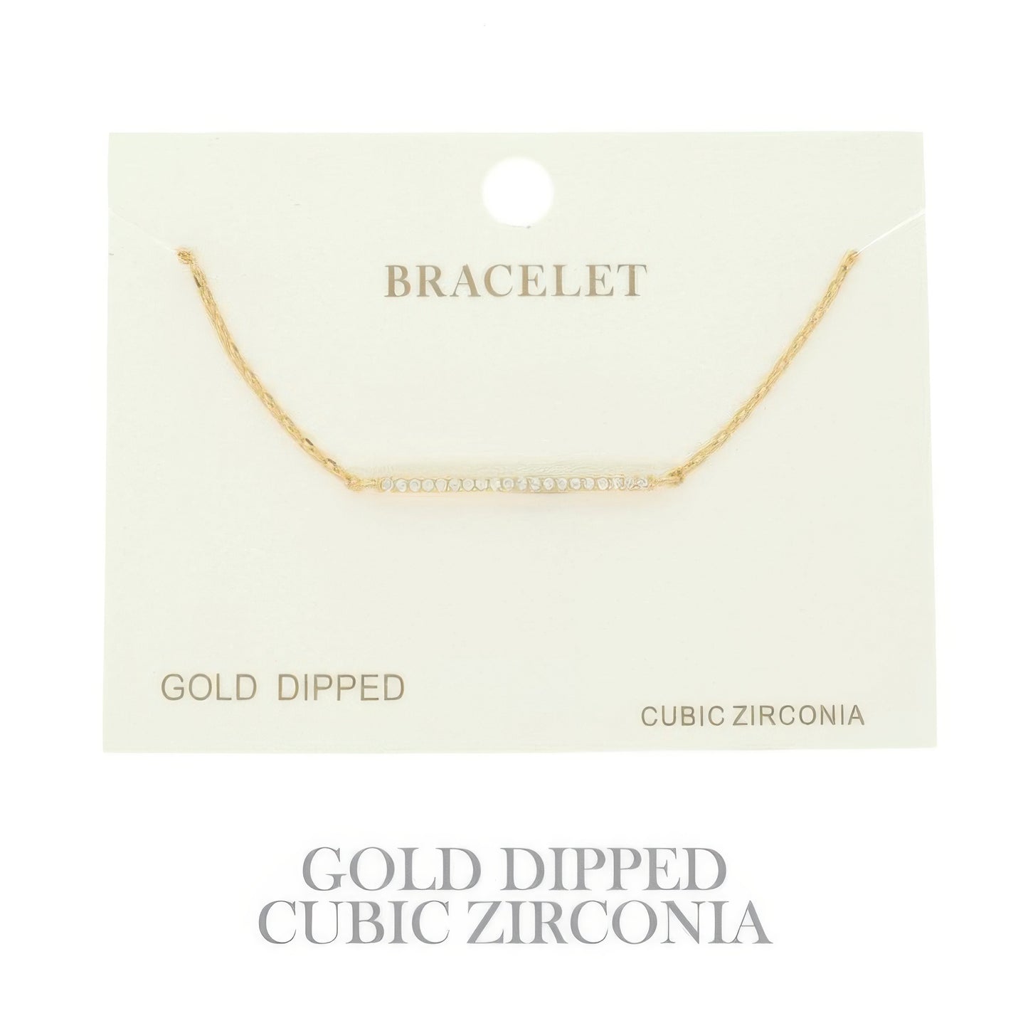 Gold Plated Cz Bar Chain Bracelet