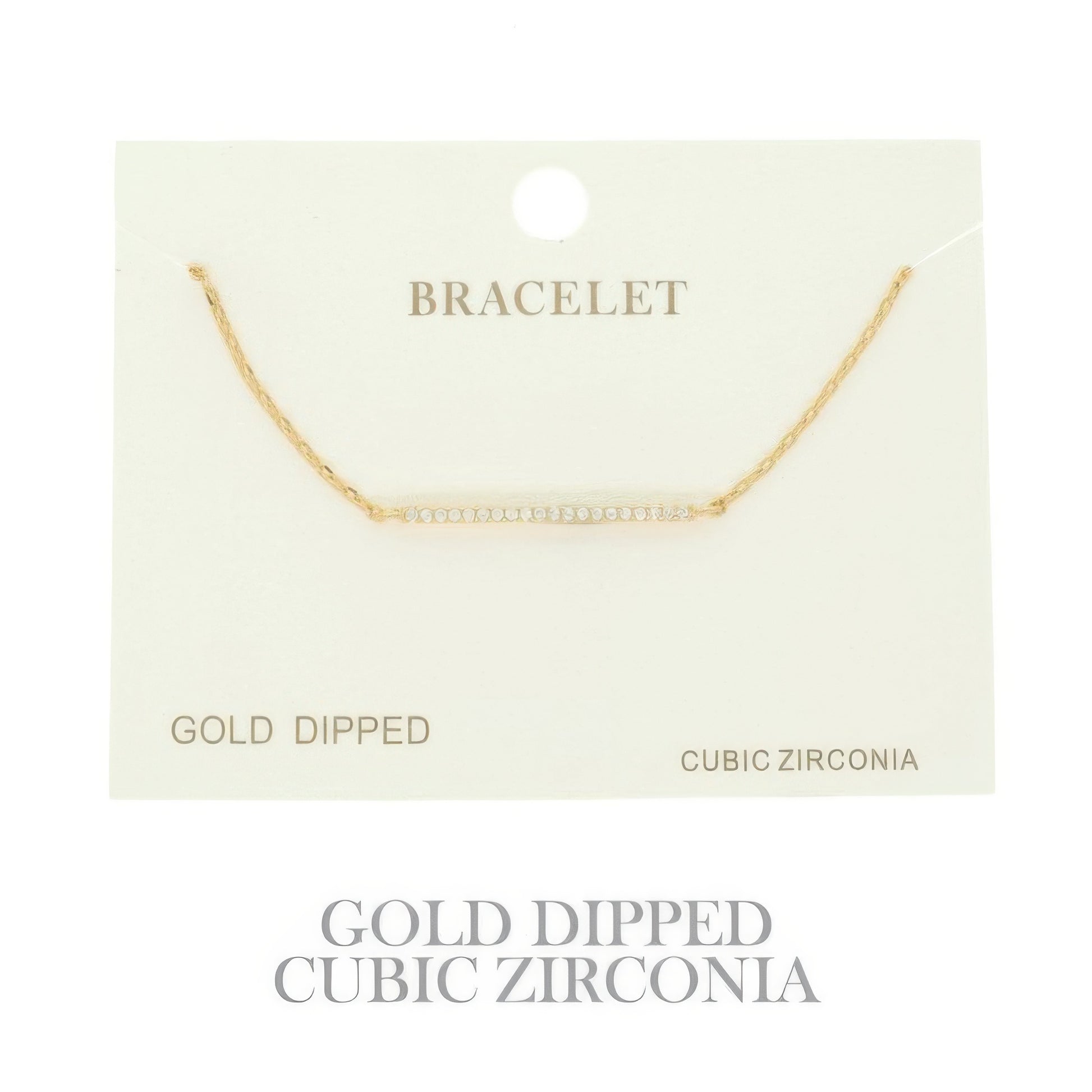Gold Plated Cz Bar Chain Bracelet