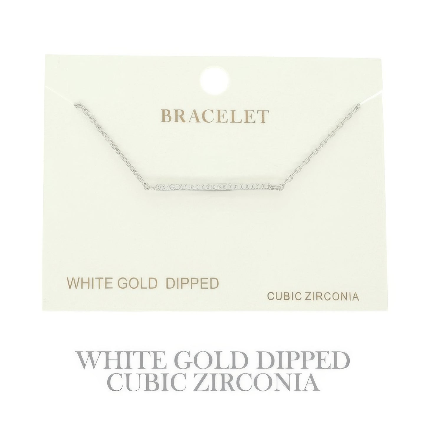 Gold Plated Cz Bar Chain Bracelet