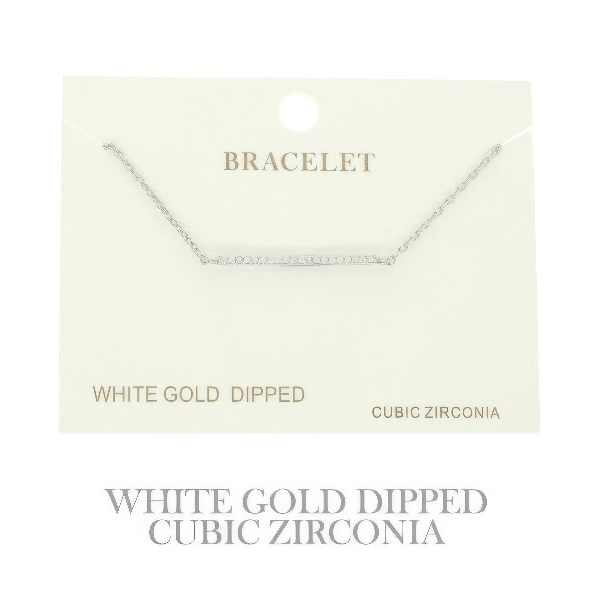 Gold Plated Cz Bar Chain Bracelet