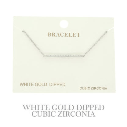 Gold Plated Cz Bar Chain Bracelet