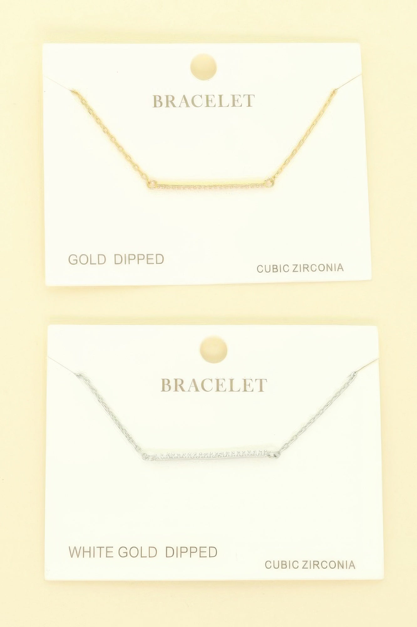 Gold Plated Cz Bar Chain Bracelet