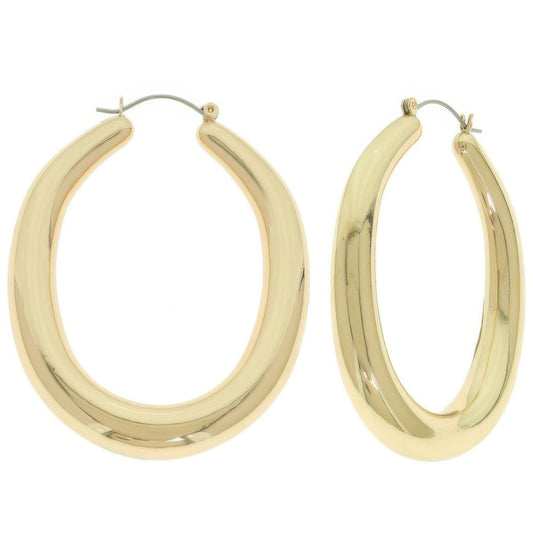 Gold Plated Oval Hoop Earrings