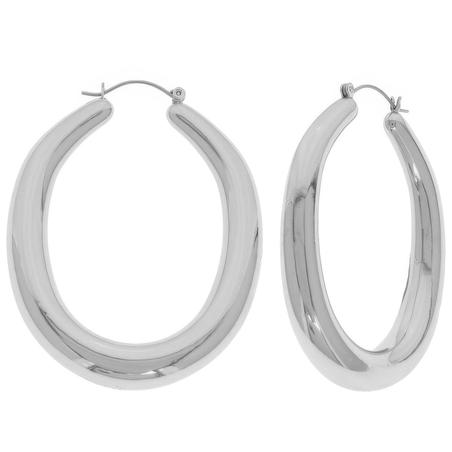 Gold Plated Oval Hoop Earrings