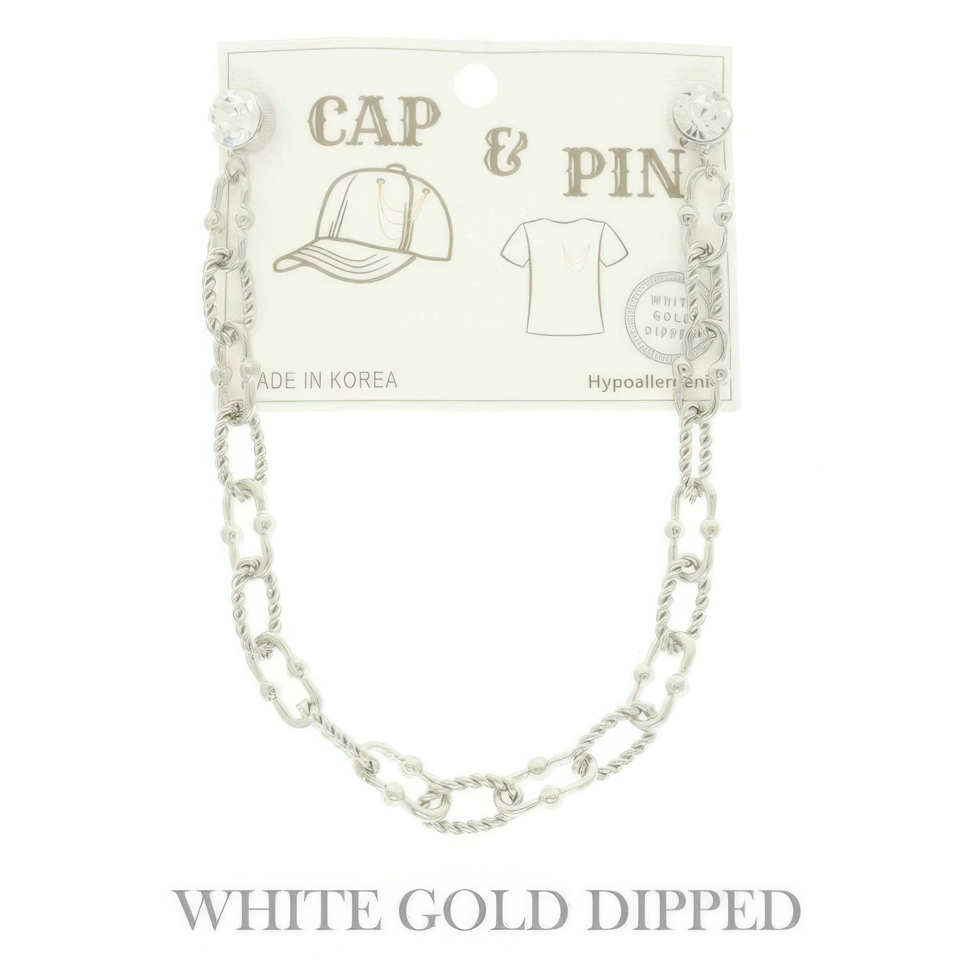 Gold Plated Twist Link Cap Chain And Pin