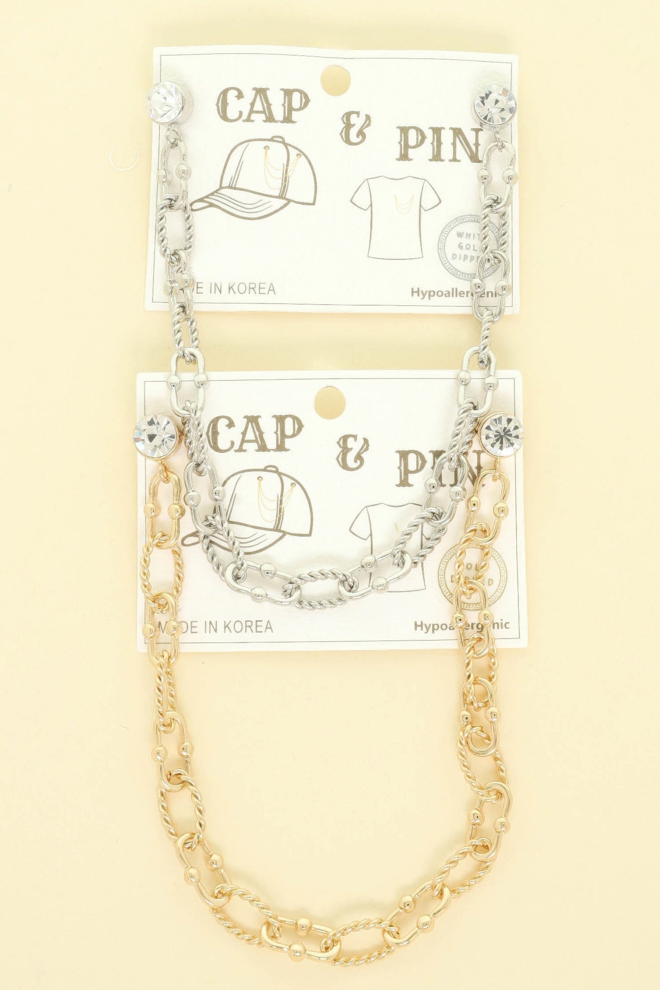 Gold Plated Twist Link Cap Chain And Pin