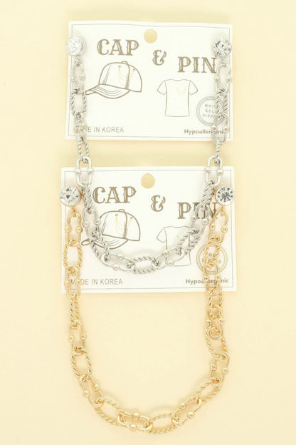 Gold Plated Twist Link Cap Chain And Pin