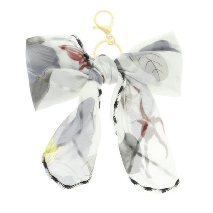 Floral Theme Scarf Bow Bag Charm Keychain