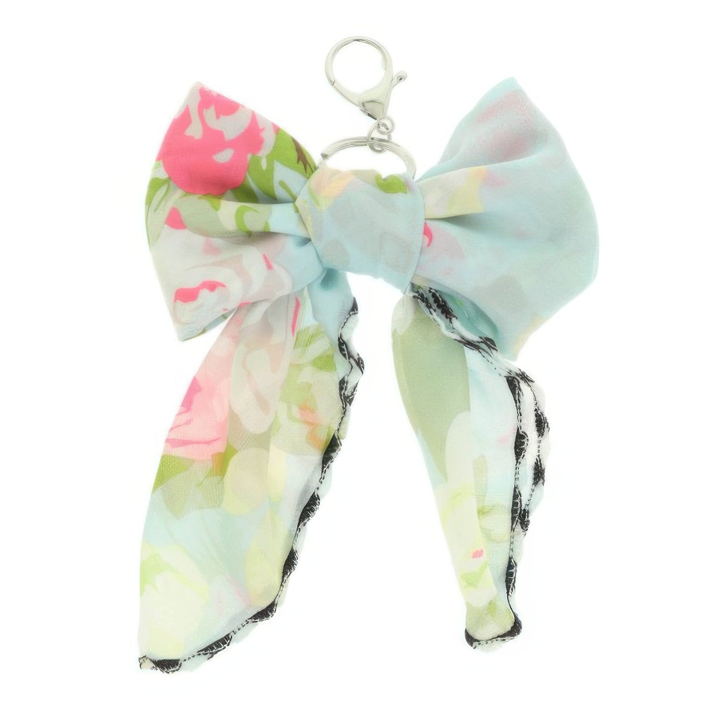 Pastel Bloom Scarf Bow Bag Charm Keychain