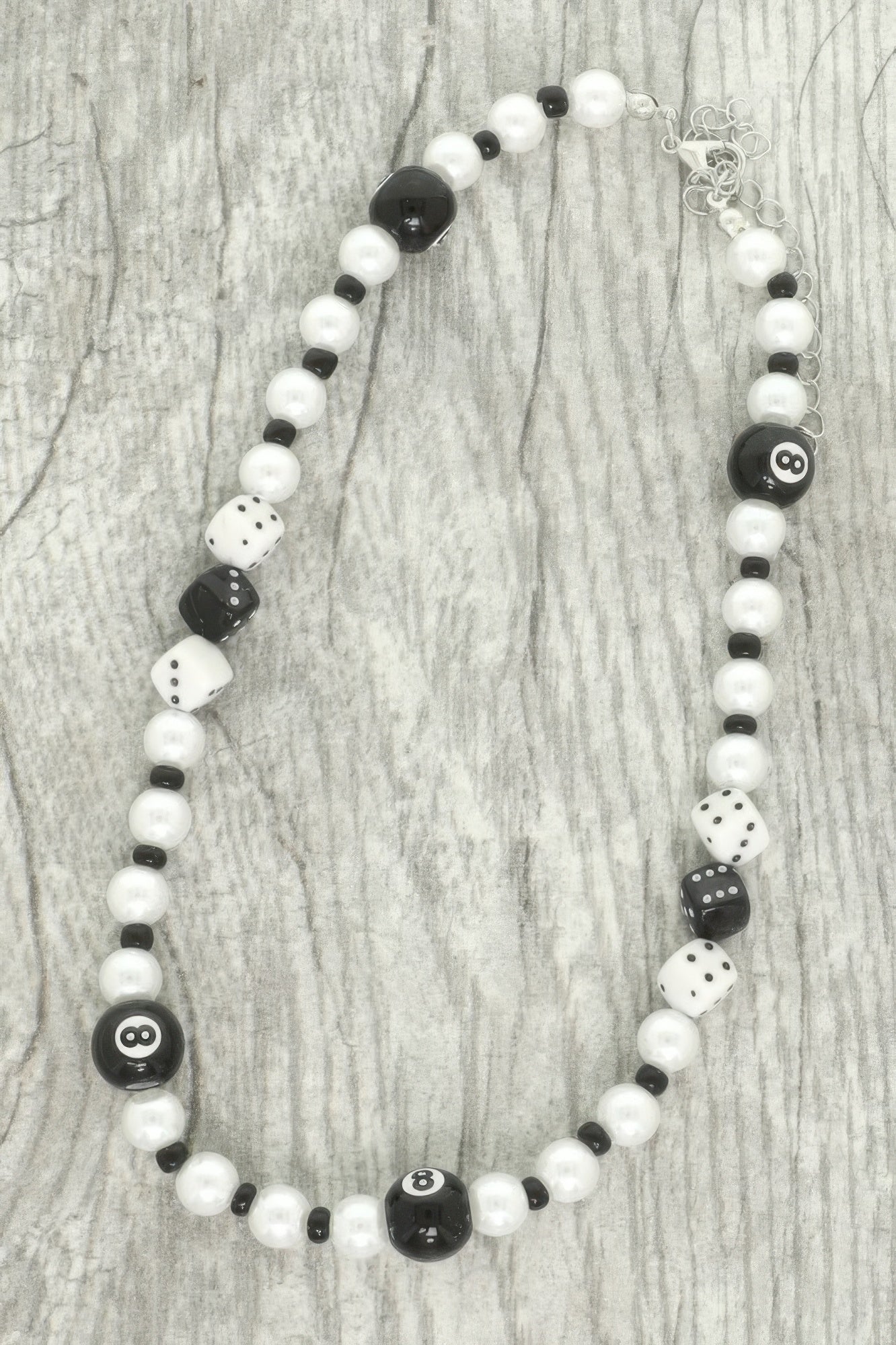 Western Gambling Theme 8 Ball Beaded Necklace