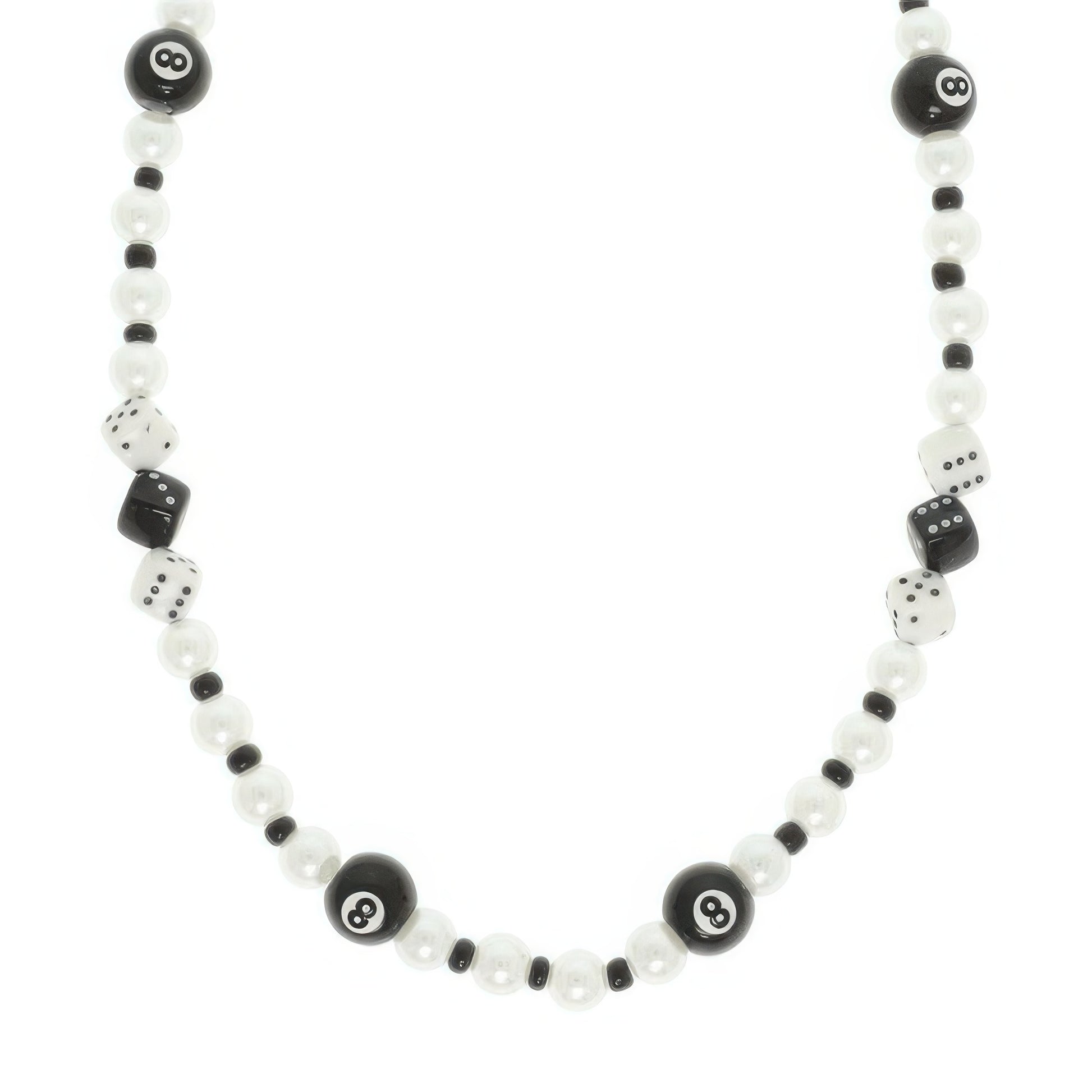 Western Gambling Theme 8 Ball Beaded Necklace