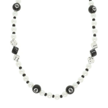 Western Gambling Theme 8 Ball Beaded Necklace