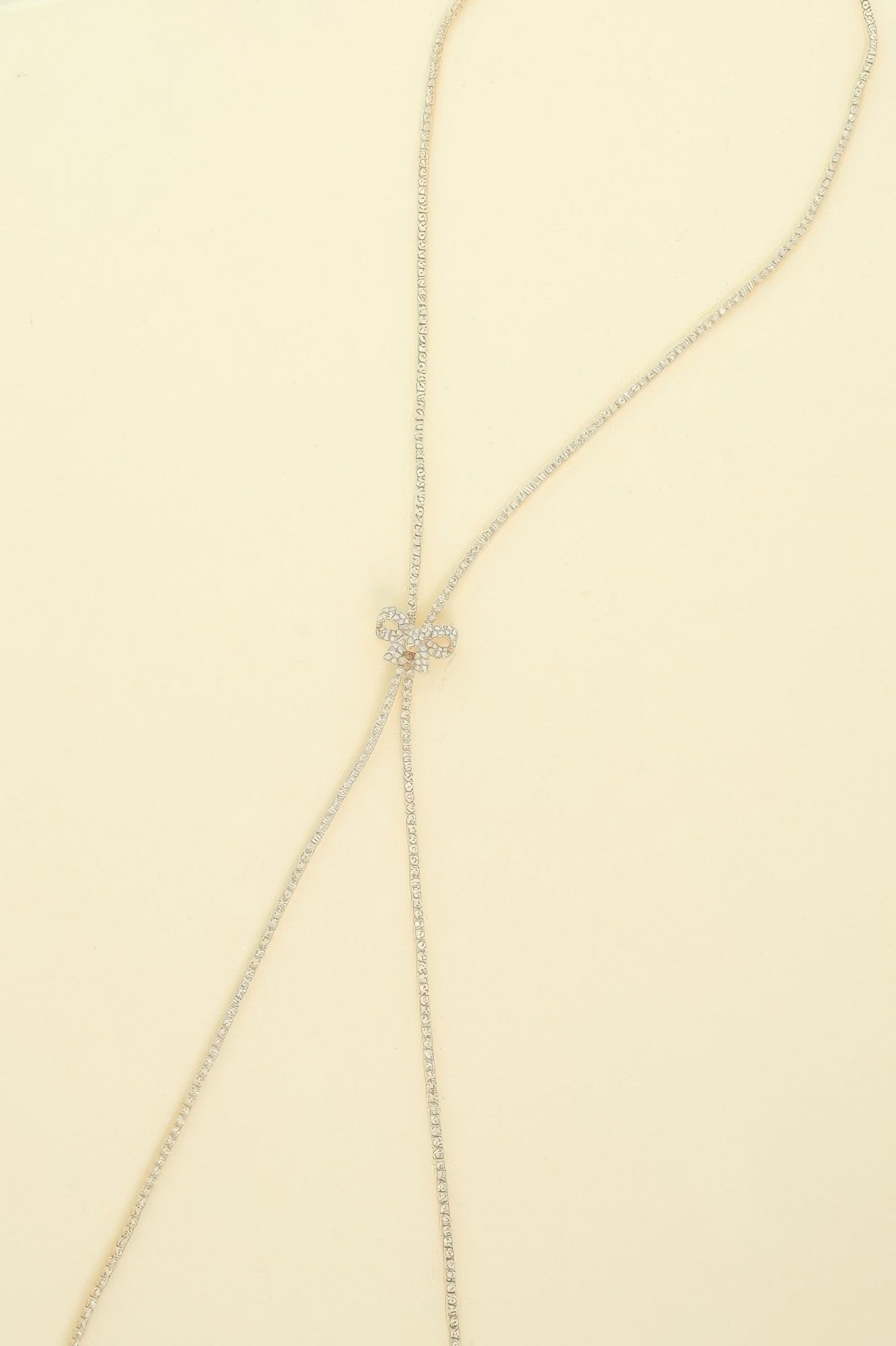 Rhinestone Bow Charm Bolo Necklace