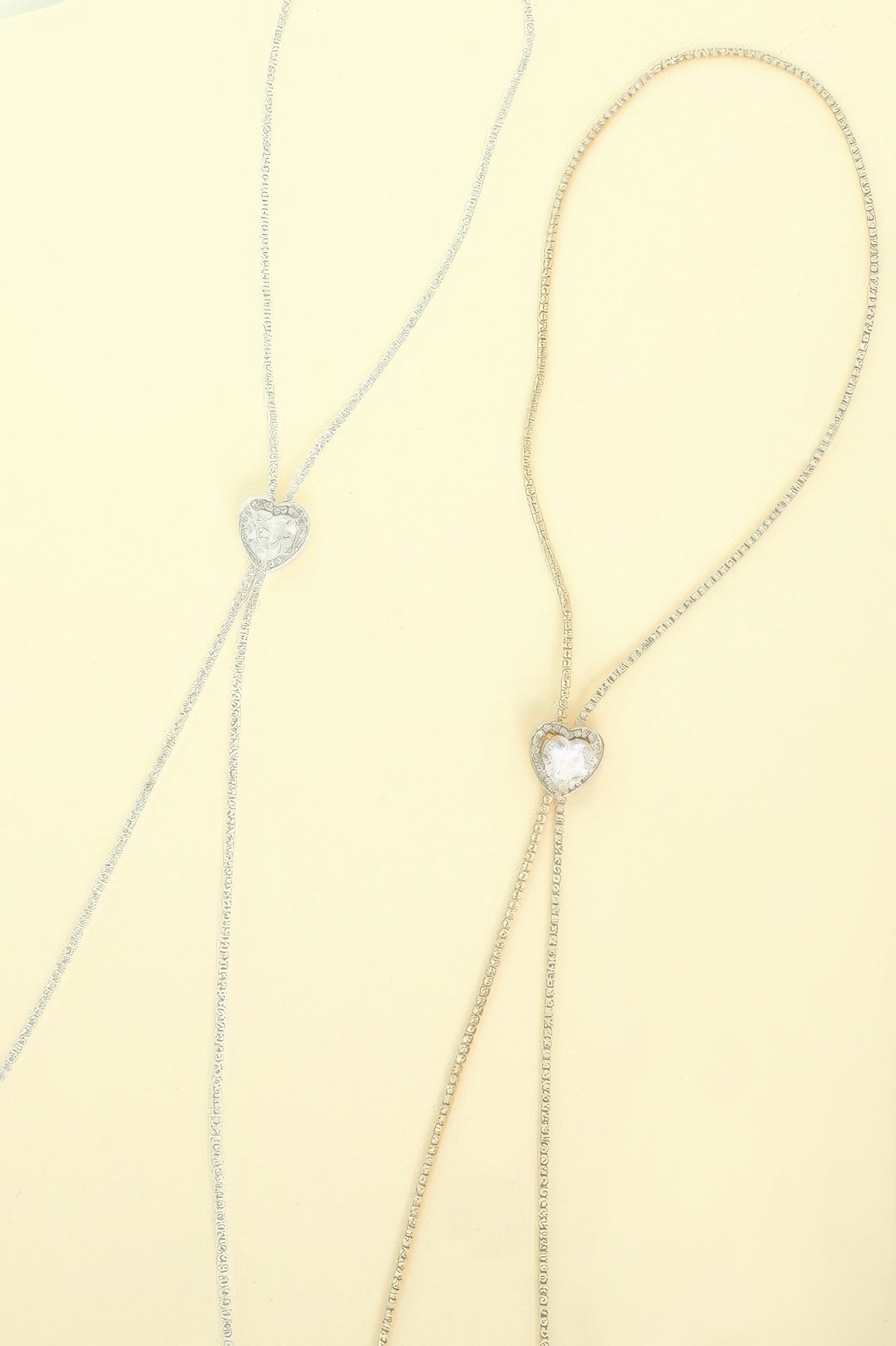 Bezel Set Crystal Heart Charm Bolo Necklace