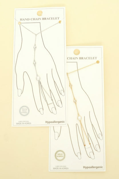 Gold Plated Cz Cable Chain Hand Bracelet