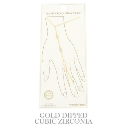 Gold Plated Cz Cable Chain Hand Bracelet