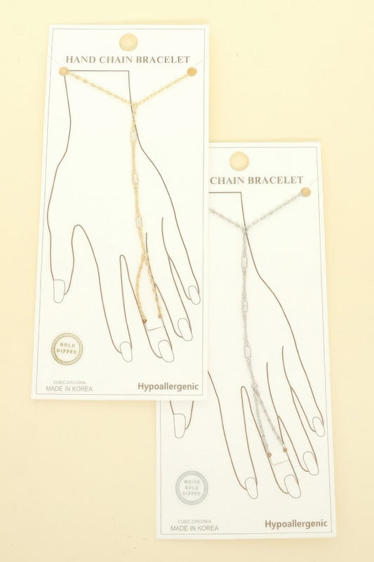 Gold Plated Cz Rope Chain Hand Bracelet
