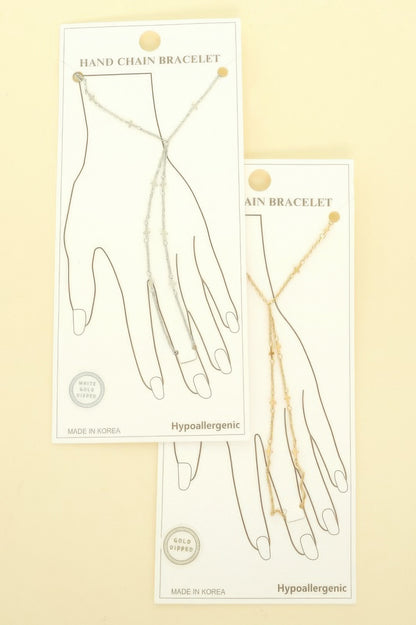 Gold Plated Cross Charm Hand Chain Bracelet