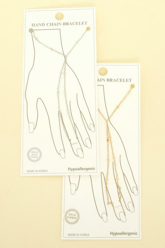 Gold Plated Cross Charm Hand Chain Bracelet