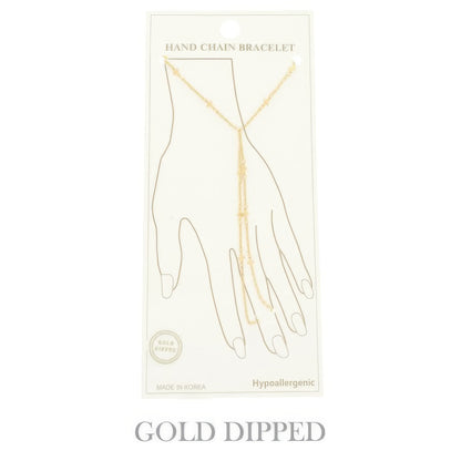 Gold Plated Cross Charm Hand Chain Bracelet