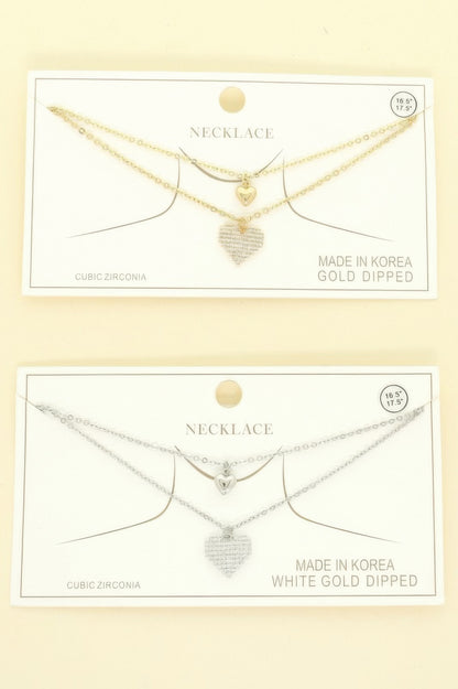 Gold Plated Cz Heart Pendant Necklace