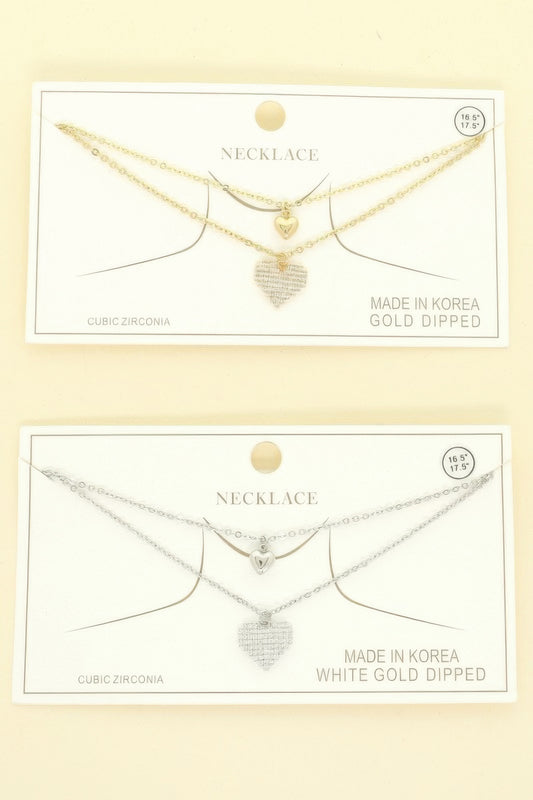 Gold Plated Cz Heart Pendant Necklace