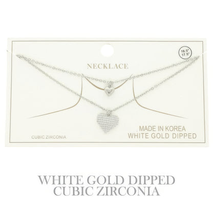 Gold Plated Cz Heart Pendant Necklace
