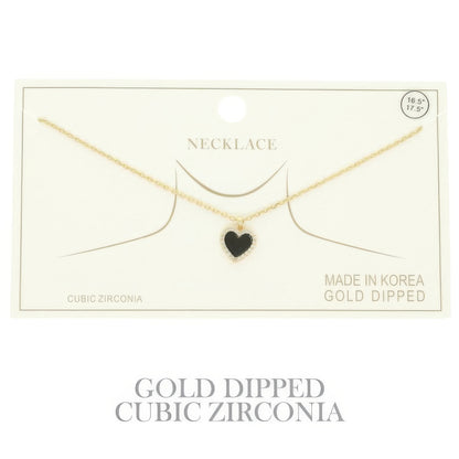 Gold Plated Cz Heart Pendant Necklace