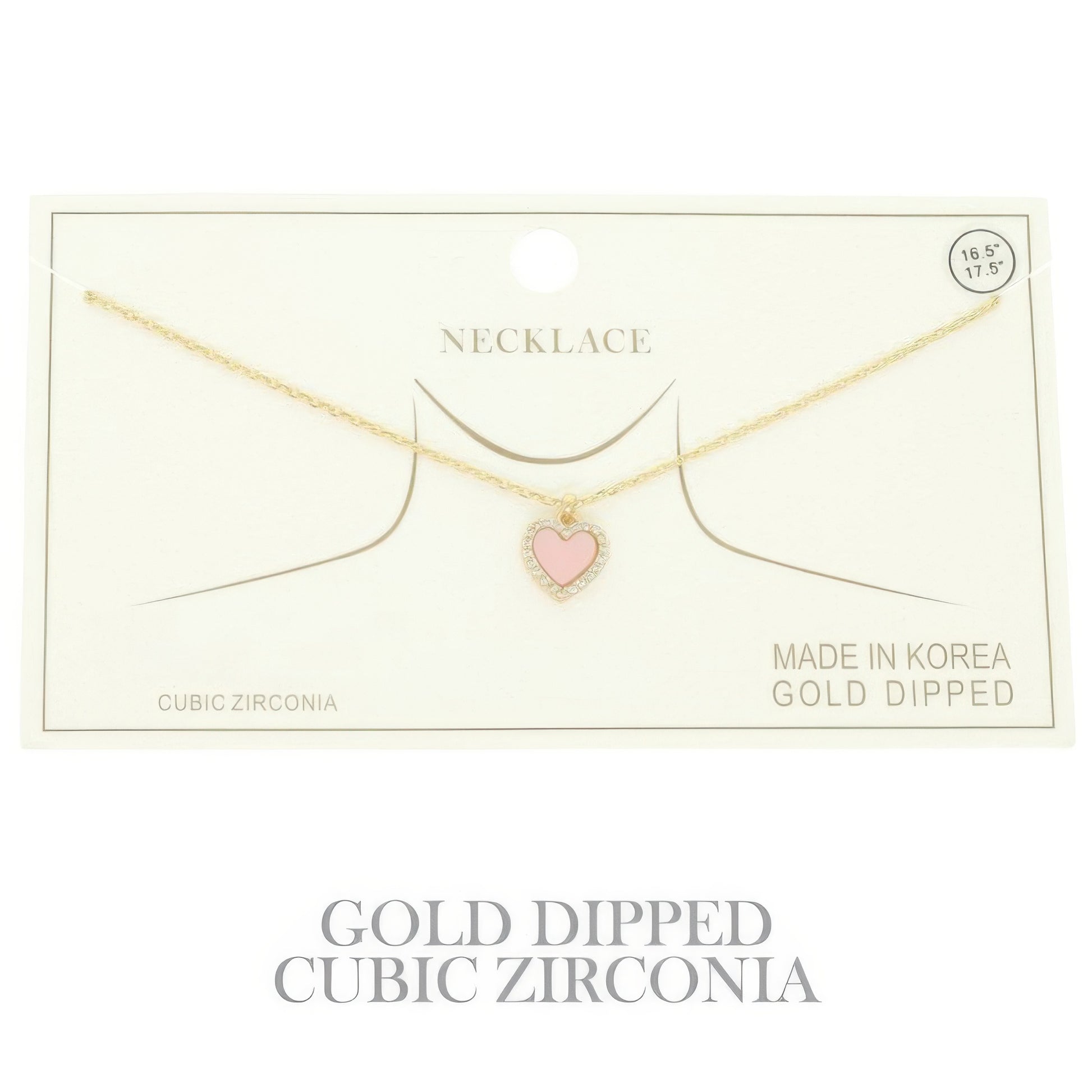 Gold Plated Cz Heart Pendant Necklace