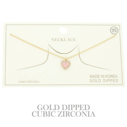 Gold Plated Cz Heart Pendant Necklace