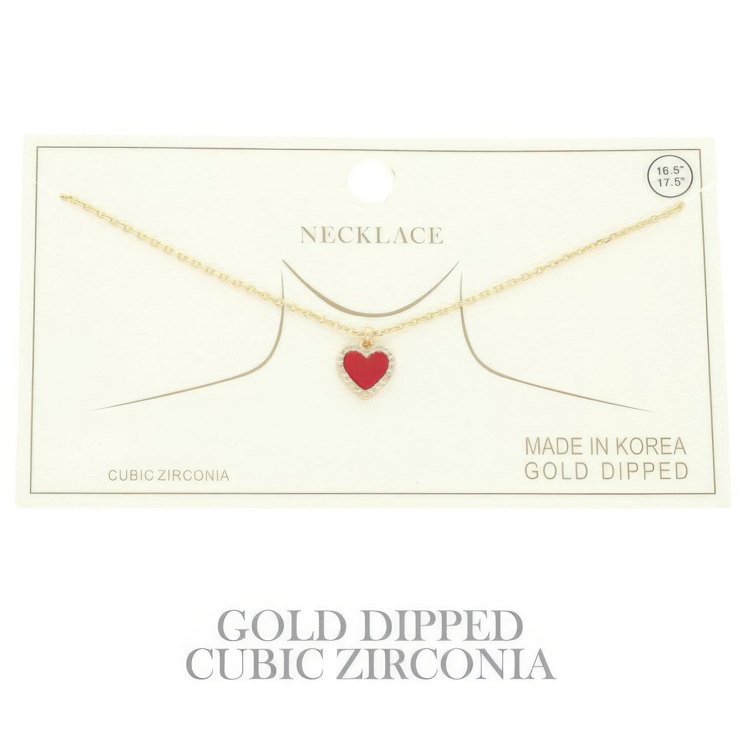 Gold Plated Cz Heart Pendant Necklace