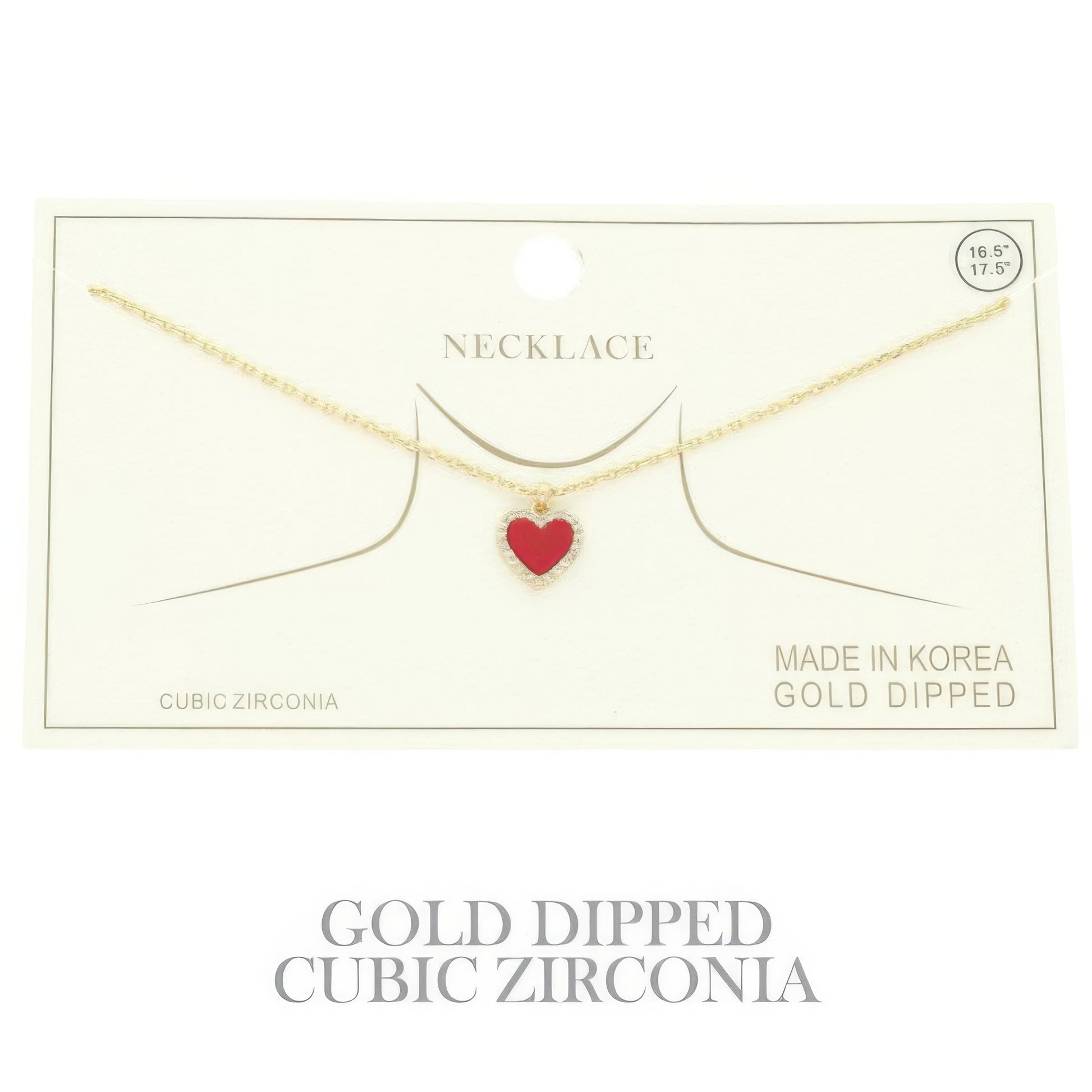 Gold Plated Cz Heart Pendant Necklace