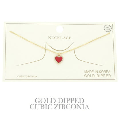 Gold Plated Cz Heart Pendant Necklace