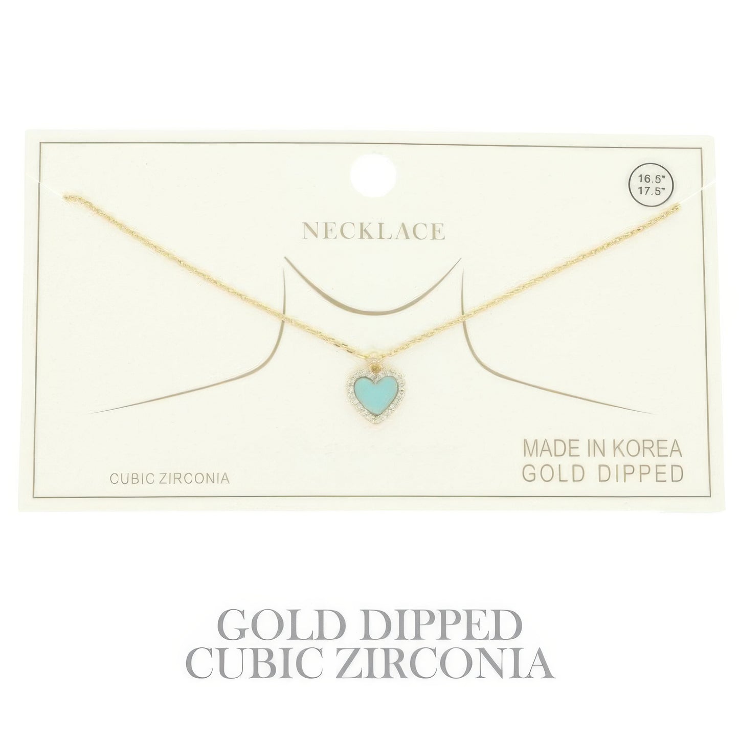 Gold Plated Cz Heart Pendant Necklace