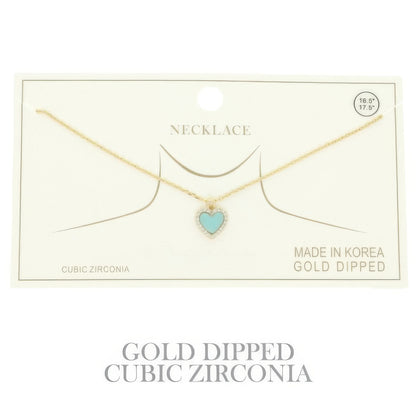 Gold Plated Cz Heart Pendant Necklace