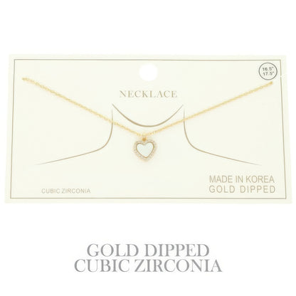 Gold Plated Cz Heart Pendant Necklace