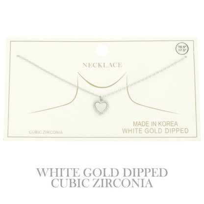 Gold Plated Cz Heart Pendant Necklace