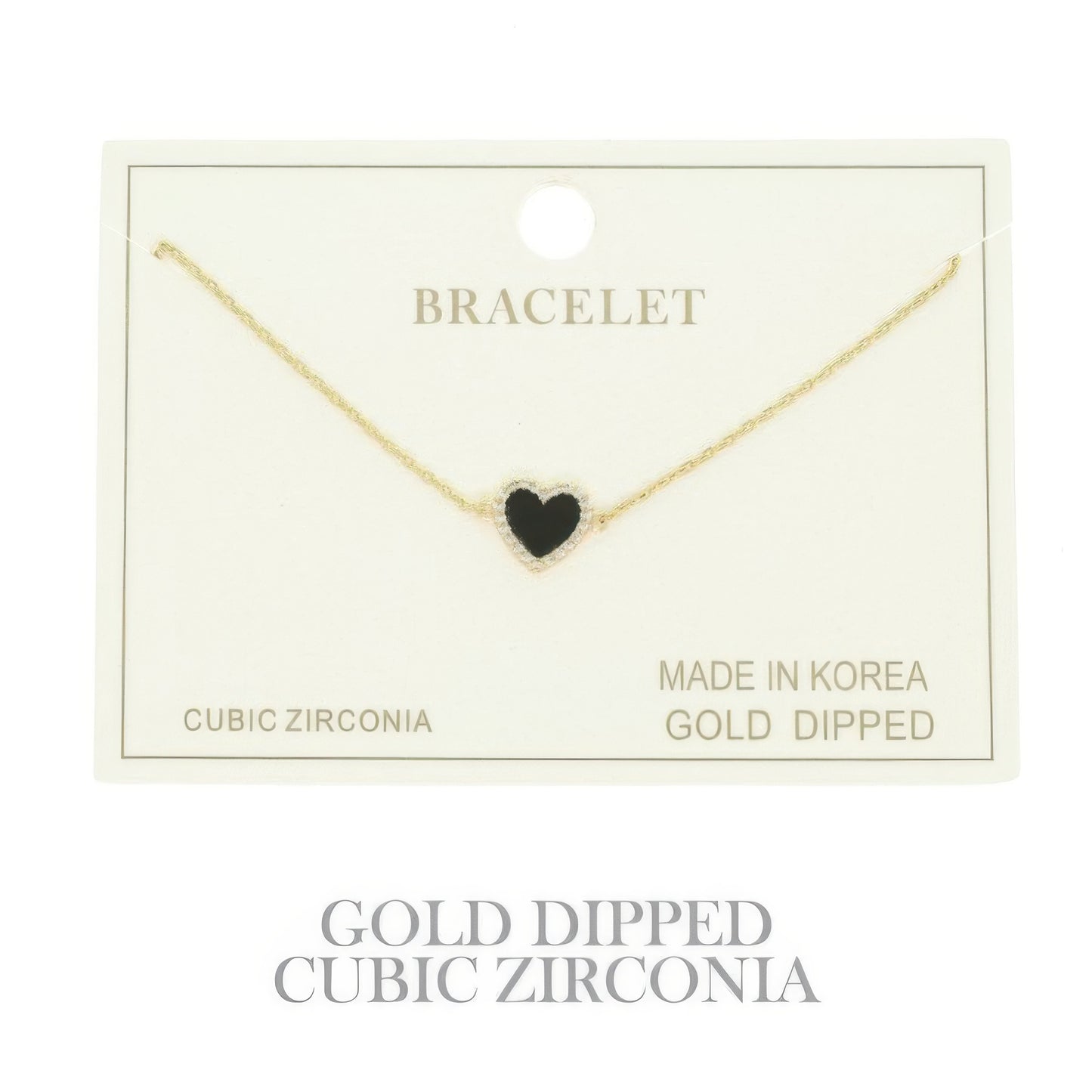 Gold Plated Cz Heart Chain Bracelet