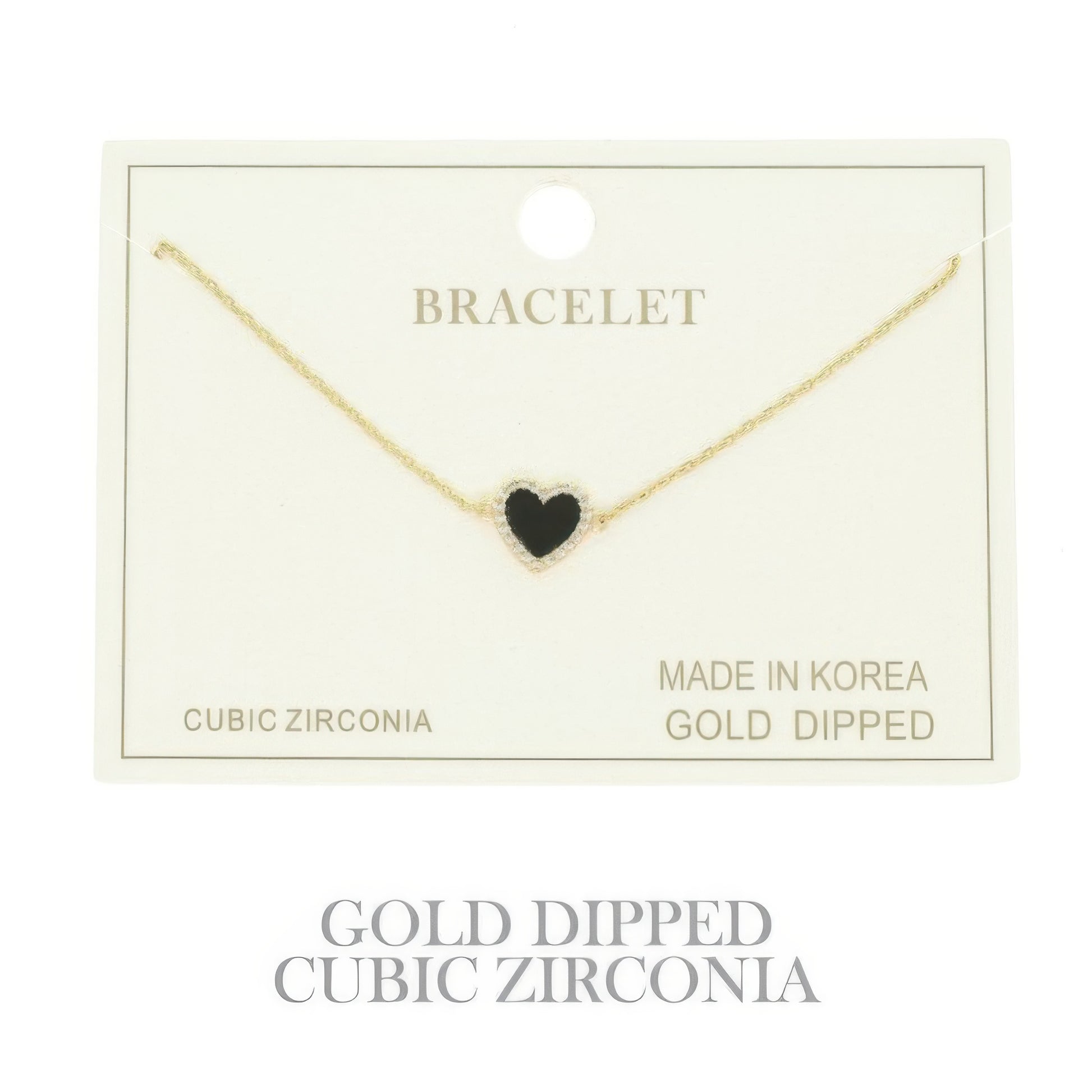 Gold Plated Cz Heart Chain Bracelet