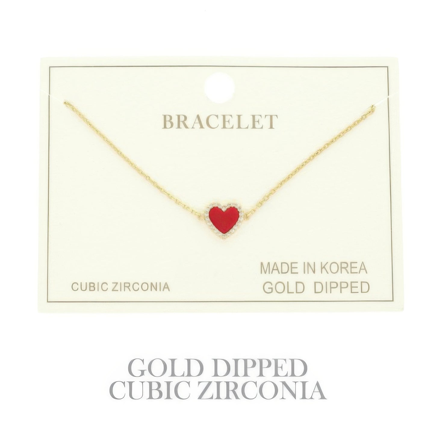 Gold Plated Cz Heart Chain Bracelet