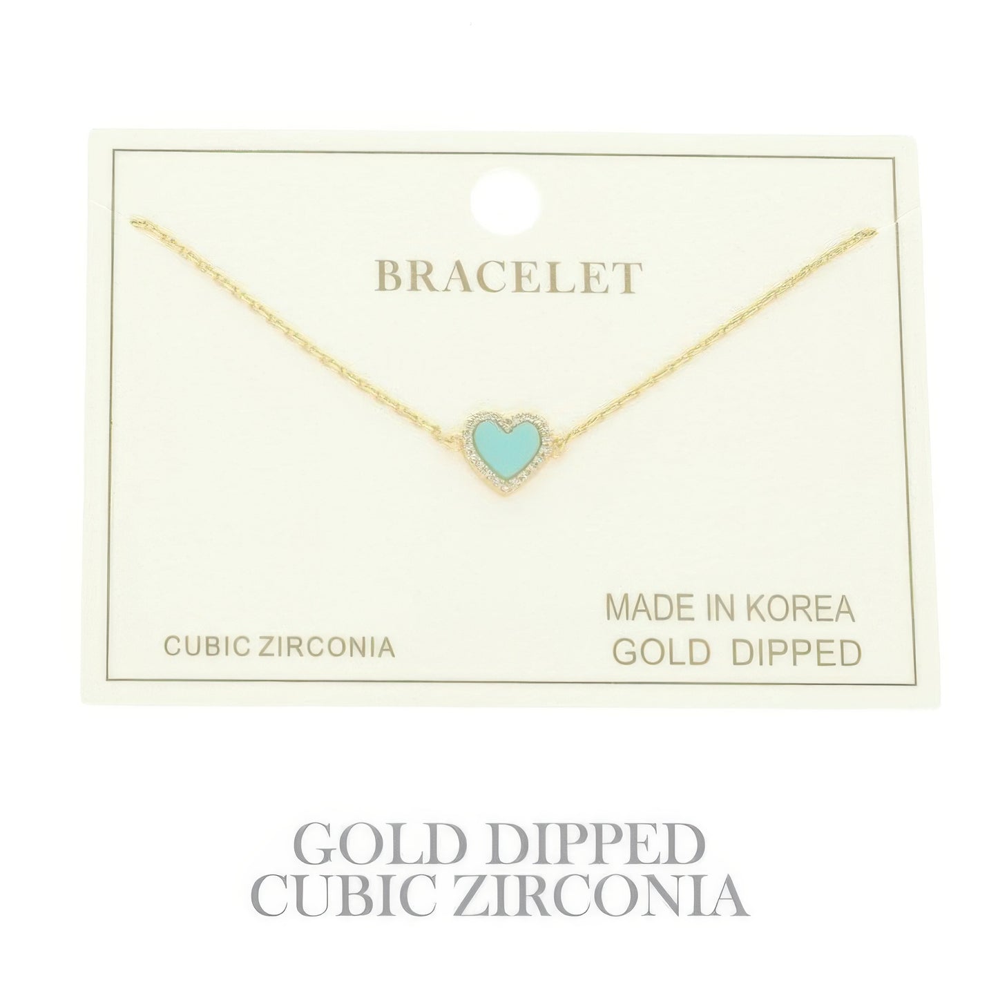 Gold Plated Cz Heart Chain Bracelet