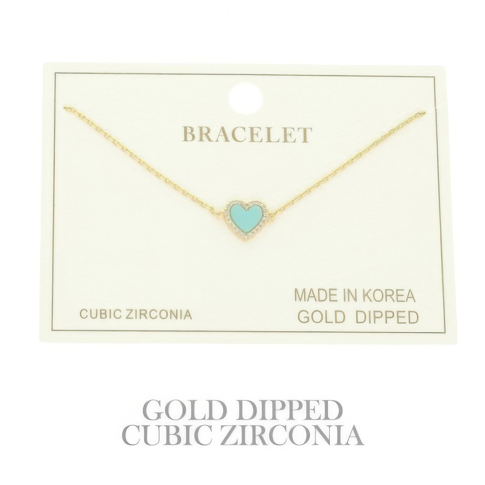 Gold Plated Cz Heart Chain Bracelet