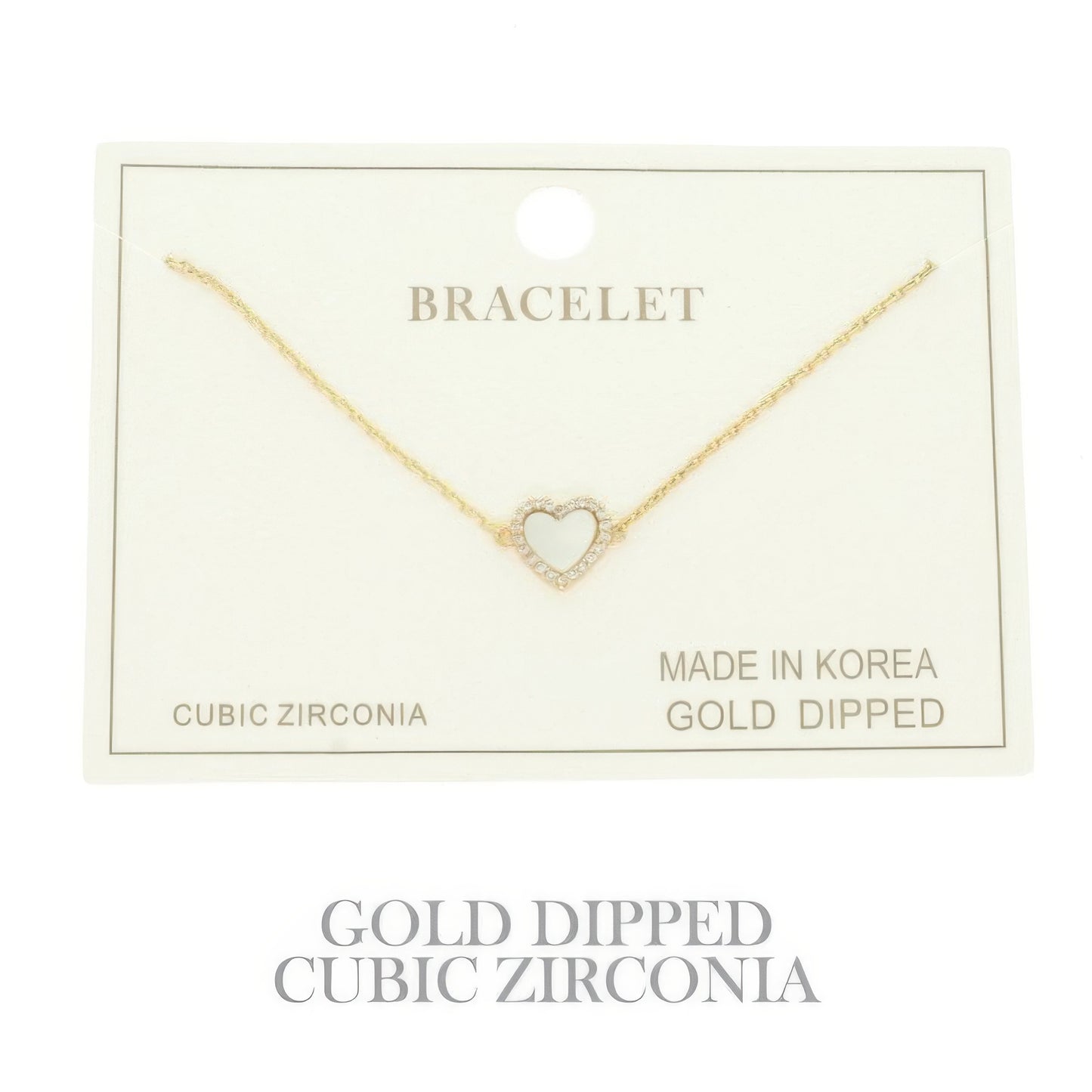 Gold Plated Cz Heart Chain Bracelet