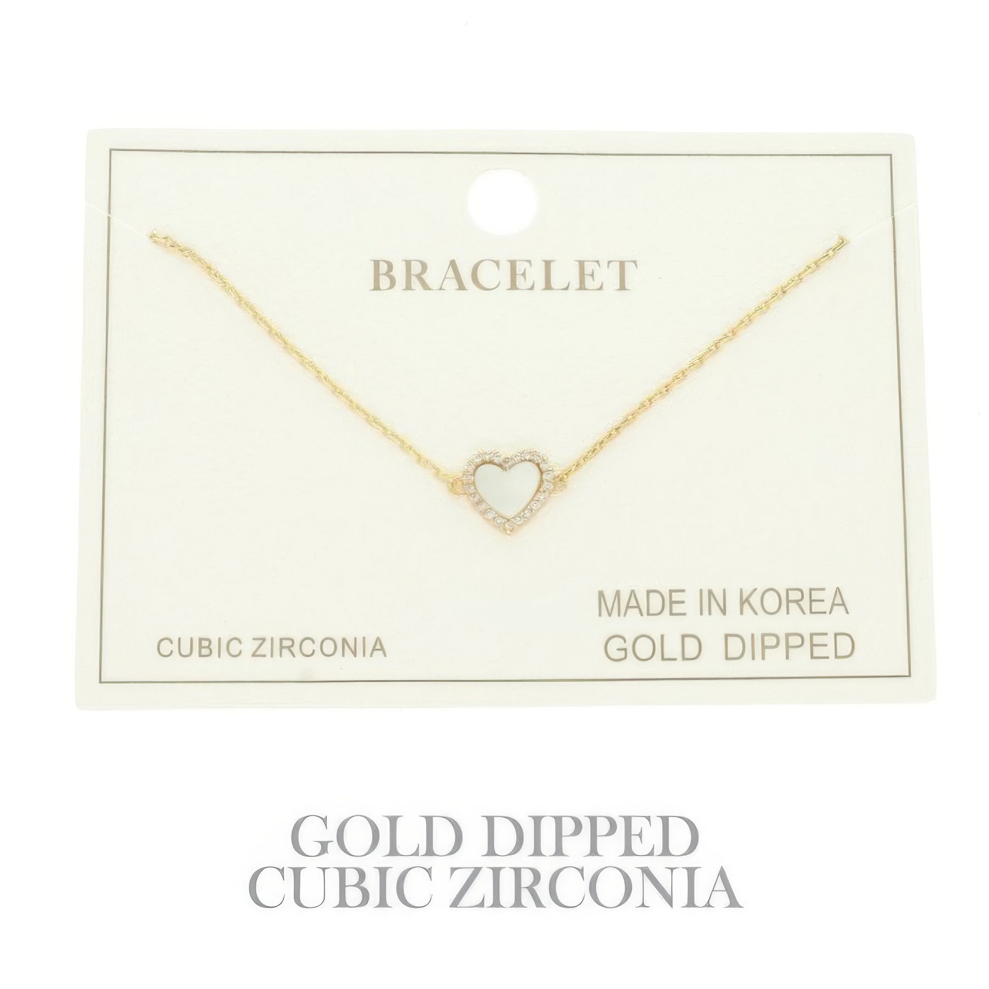 Gold Plated Cz Heart Chain Bracelet