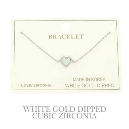 Gold Plated Cz Heart Chain Bracelet