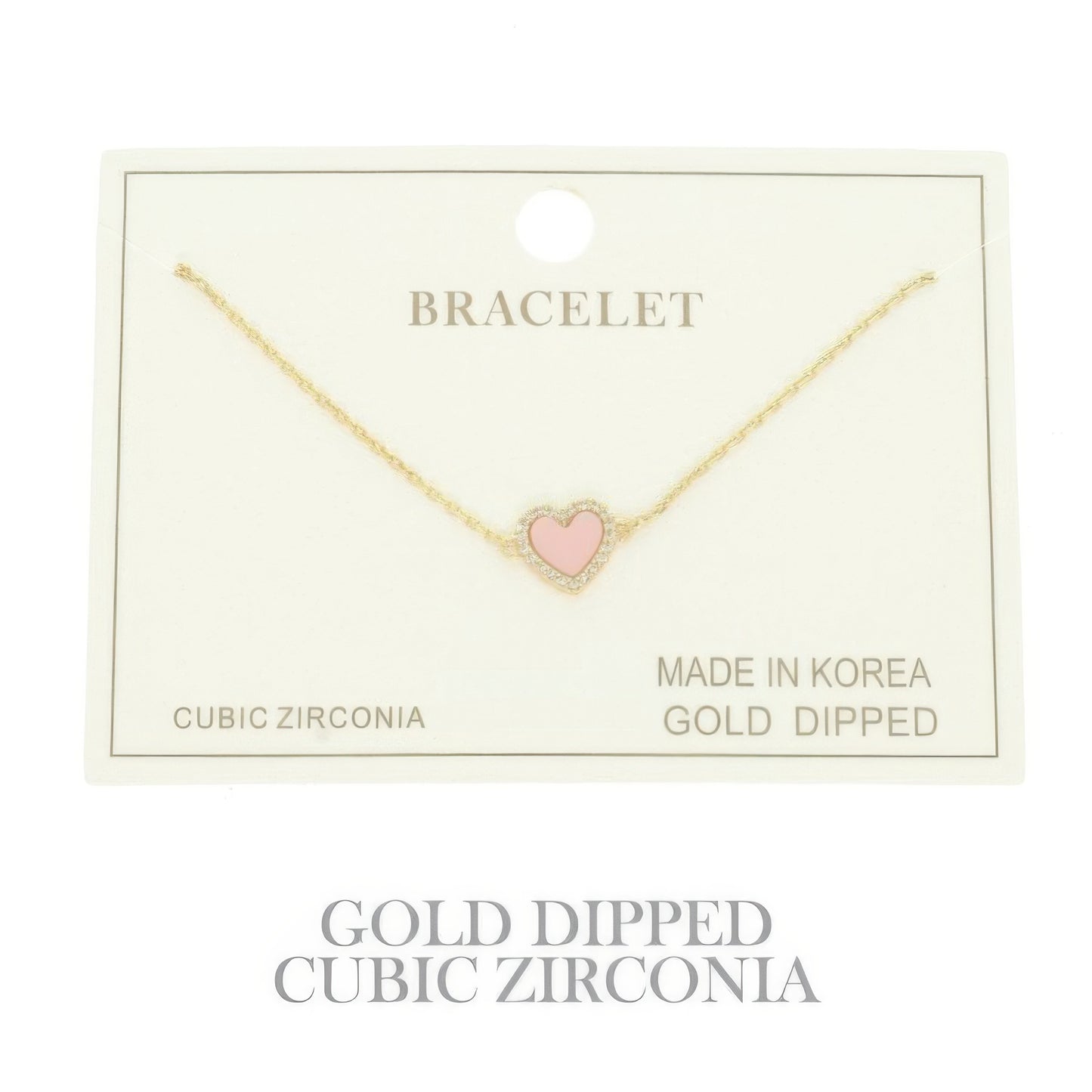 Gold Plated Cz Heart Chain Bracelet